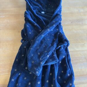 GAP Kids Navy Plush Hooded Robe with Star Accents